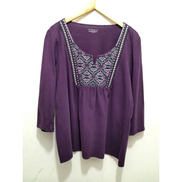Charter Club Size XL Boho Hippie Quilted India Design Top - Picture 1 of 6